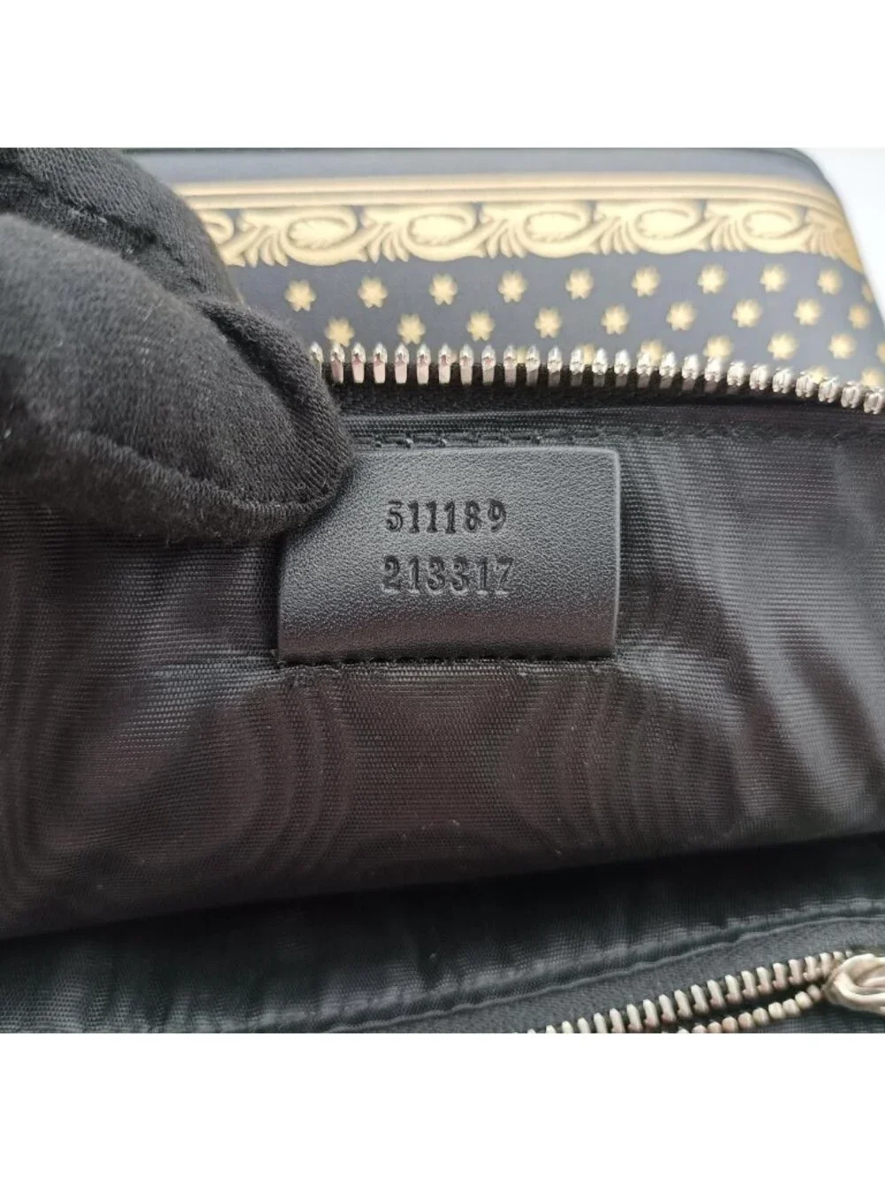 Gucci Sega Collaboration Guccy Print Black Leather Shoulder Bag